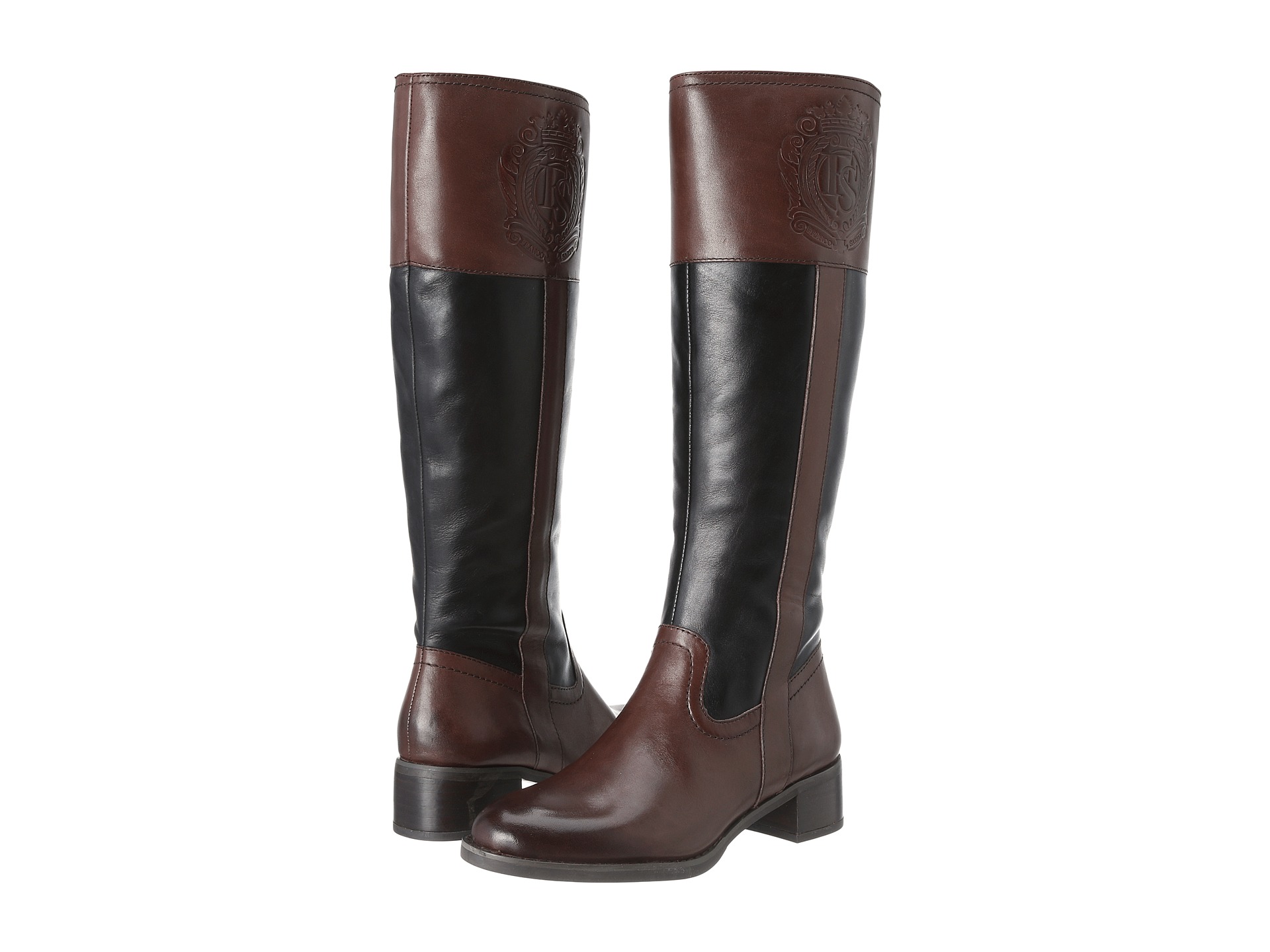 Franco Sarto Women's Christie Riding Boot Brown/Black Leather